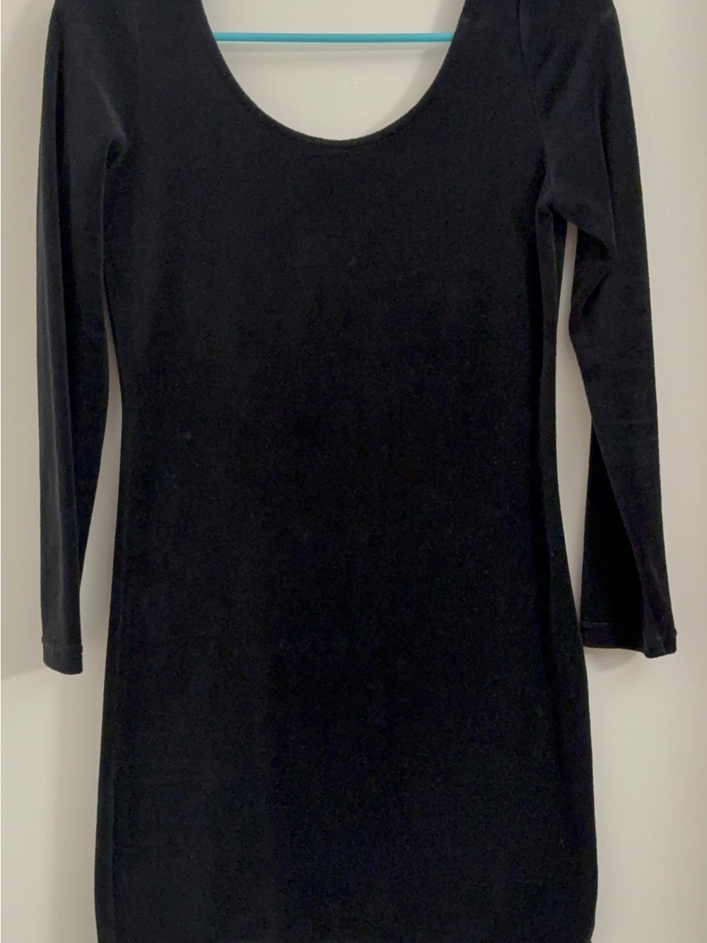 Classic Black Scoop-Neck Long Sleeve Dress. 100% cotton